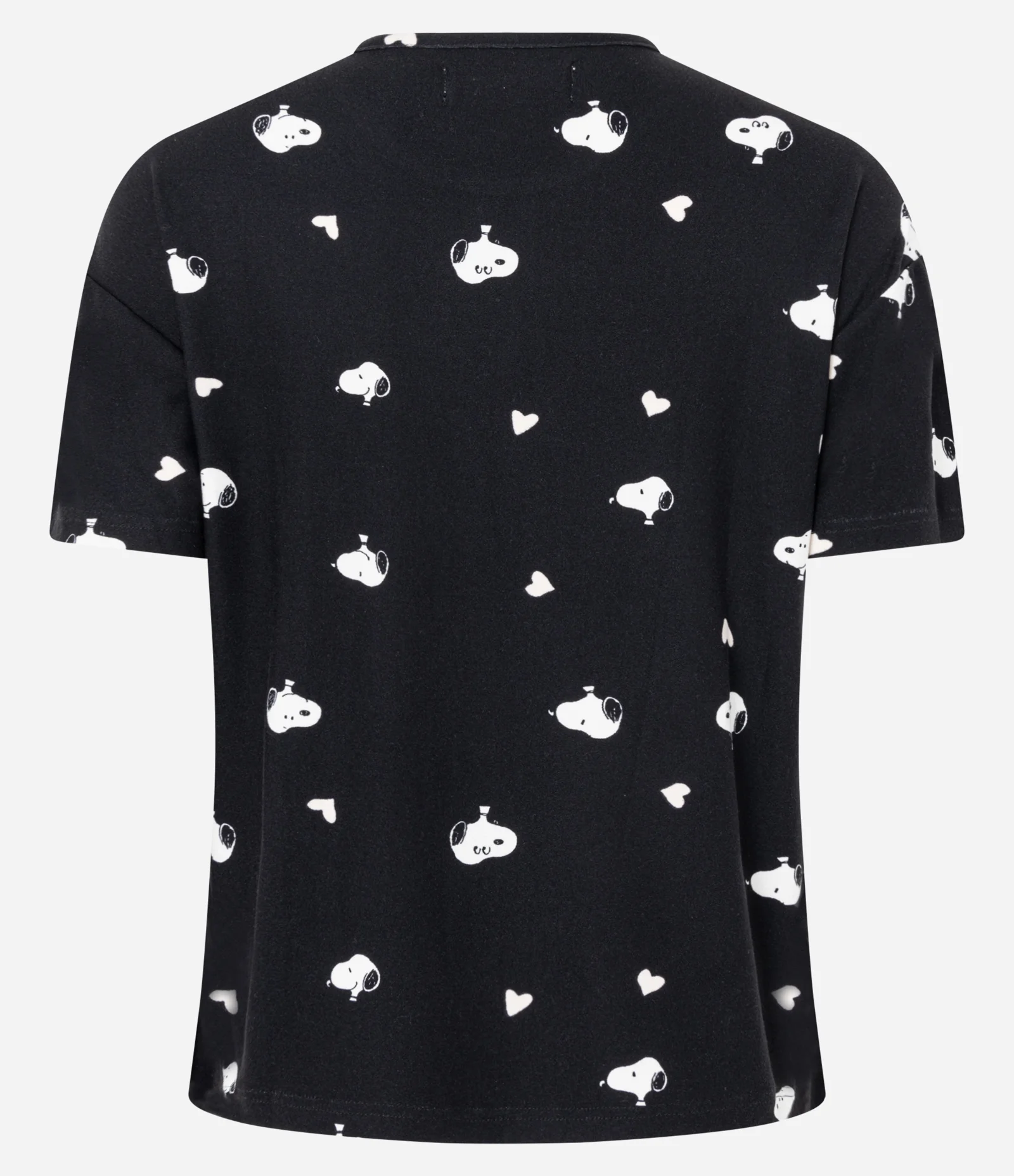 Blusa de Pijama Peach Touch com Estampa Snoopy e Corações Preto 2