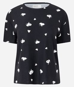 Blusa de Pijama Peach Touch com Estampa Snoopy e Corações