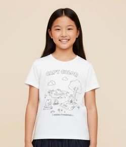 Camiseta Infantil com Estampa Capy Color - Tam 5 a 14 Anos