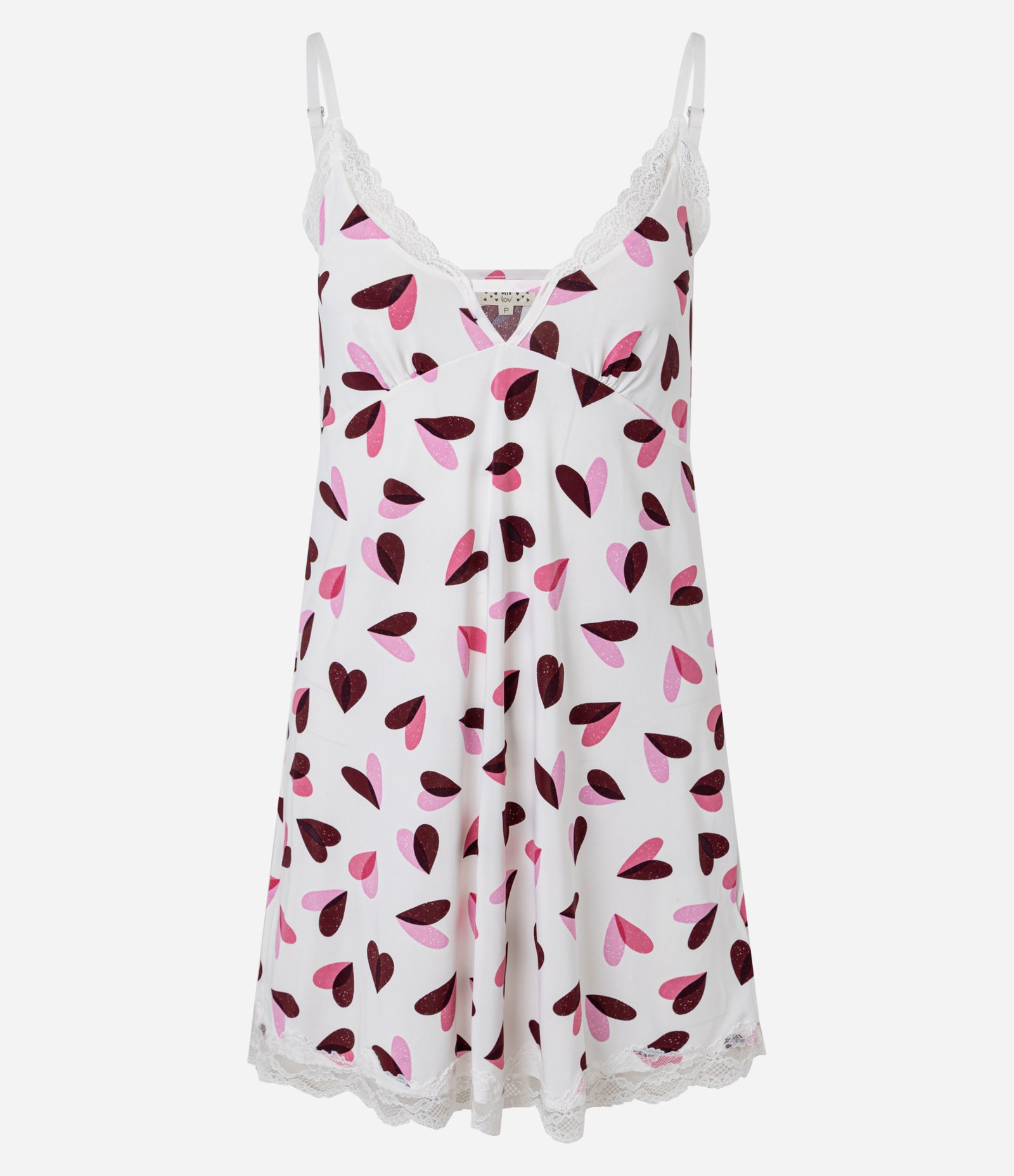 Camisola em Microfibra com Alças Finas Ajustáveis e Estampa de Coração Branco 3