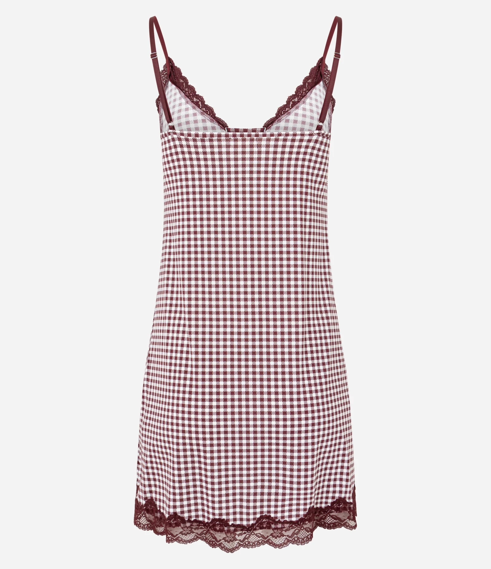 Camisola de Alcinha em Poliamida com Estampa Xadrez Vermelho 6