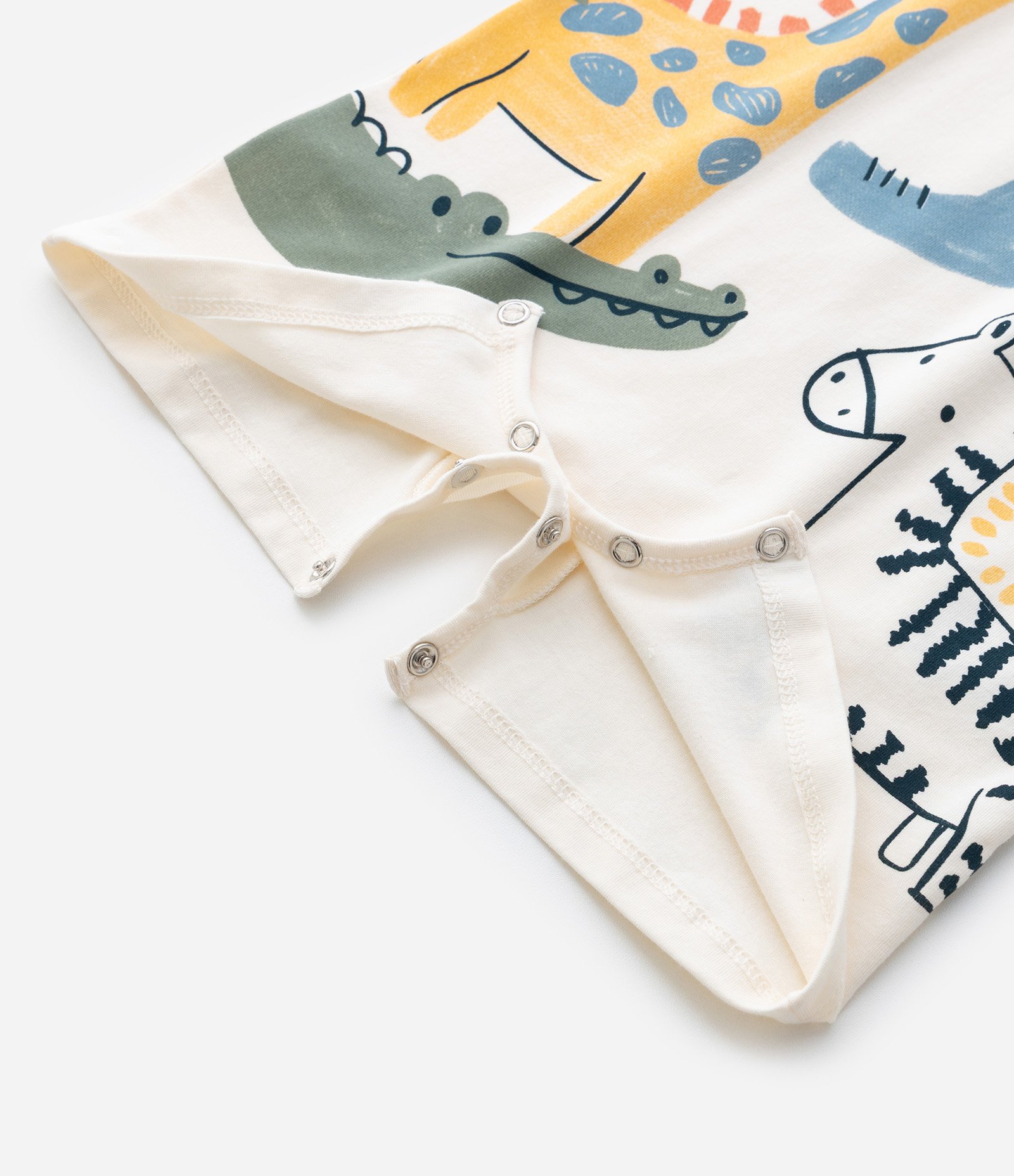 Macaquinho Infantil com Estampa Animais Empilhados - Tam 0 a 18 meses Bege 5