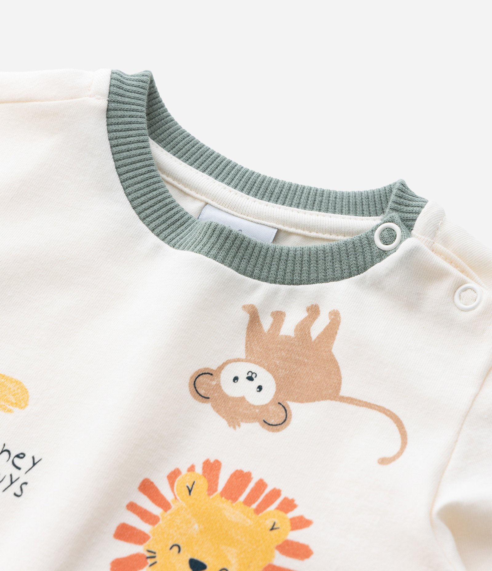 Macaquinho Infantil com Estampa Animais Empilhados - Tam 0 a 18 meses Bege 6