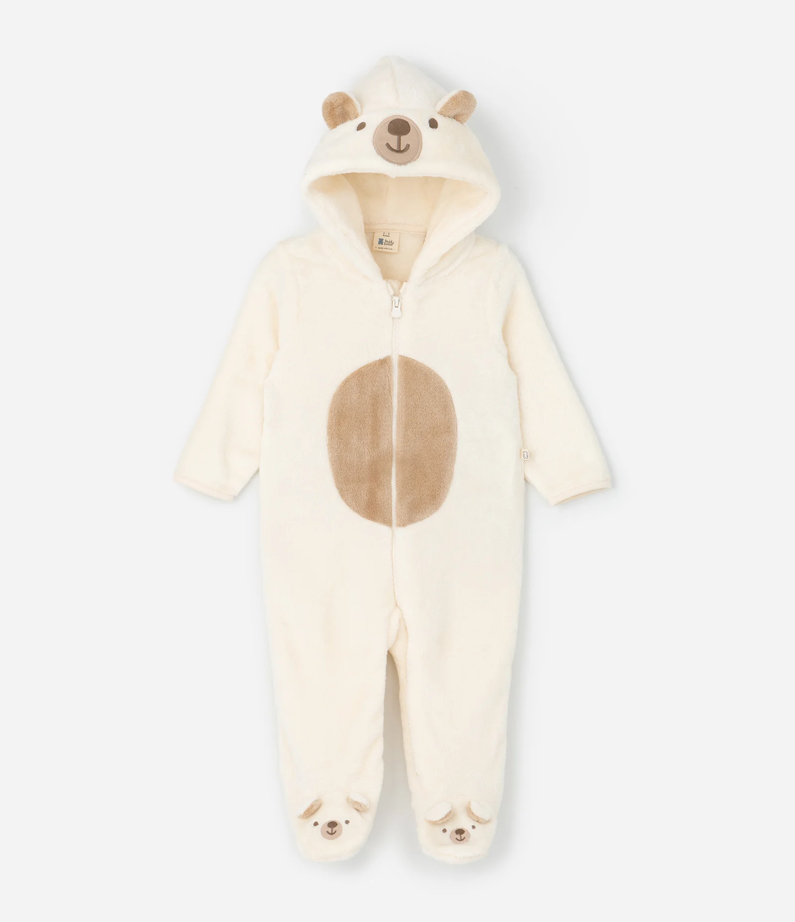 Macacão Infantil com Capuz e Bordado de Urso – Tam 0 a 18 Meses Off White 2