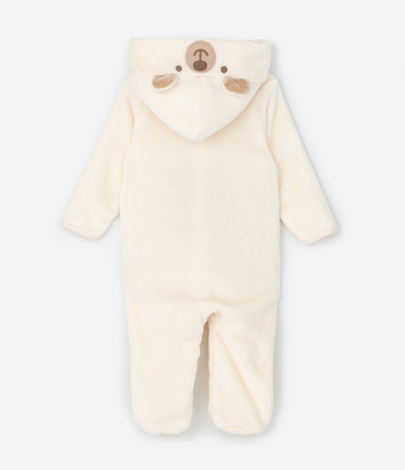 Macacão Infantil com Capuz e Bordado de Urso – Tam 0 a 18 Meses Off White 4