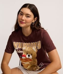Camiseta T-shirt em Algodão com Estampa Urso YUMMY