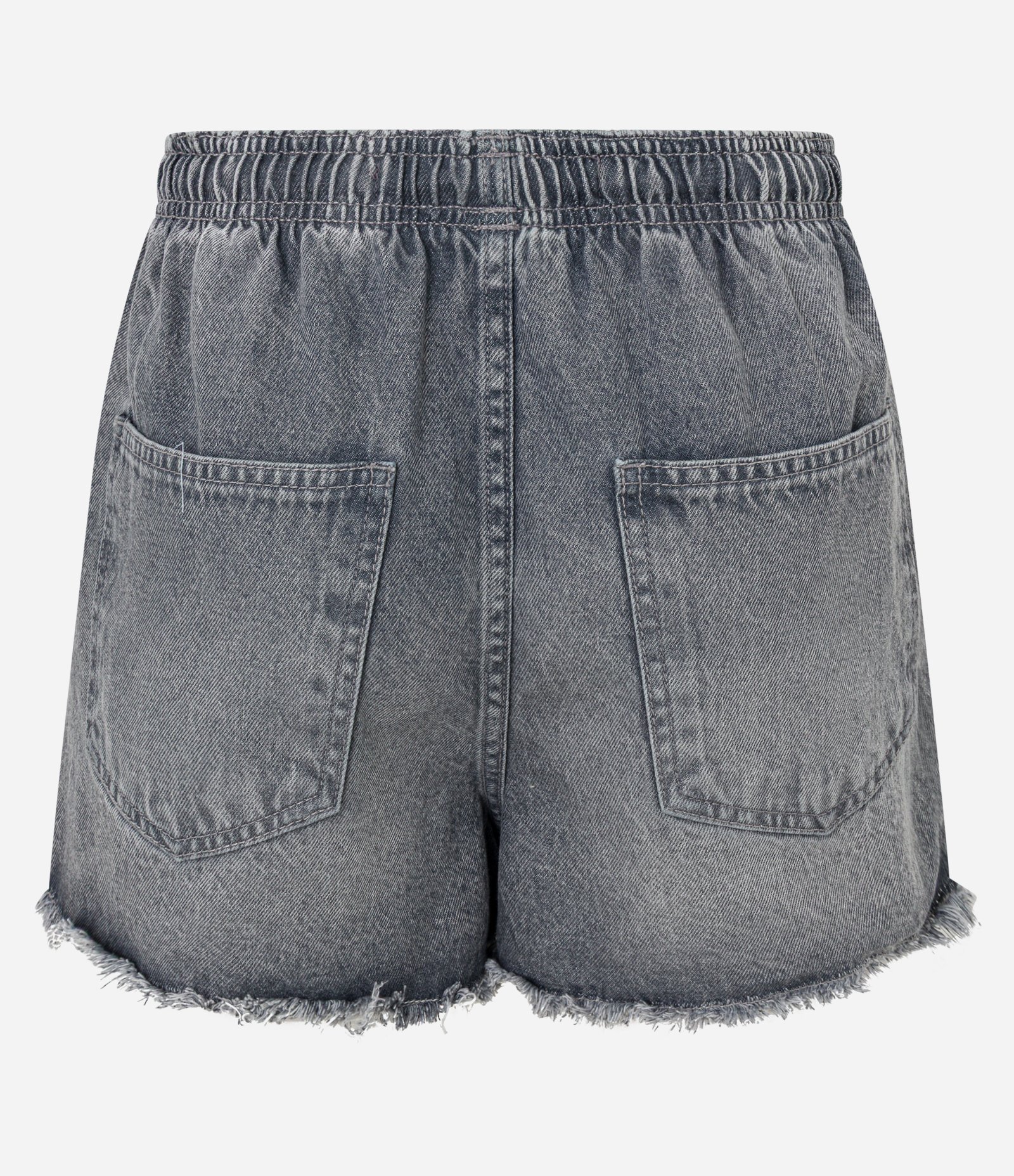Short Runner em Jeans com Amarração e Barra Cortada Cinza 6