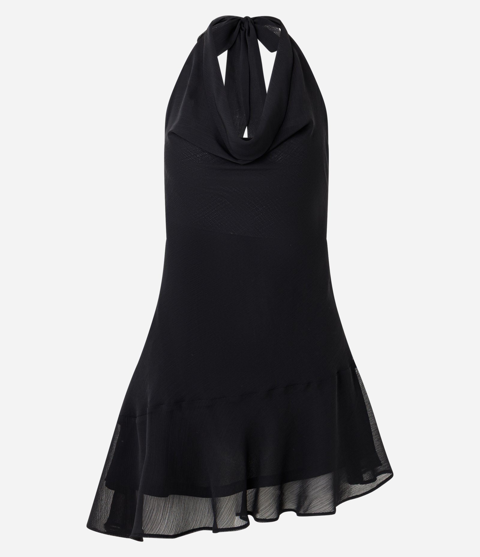 Vestido Curto com Decote Degagê e Babadinhos na Barra Preto 6