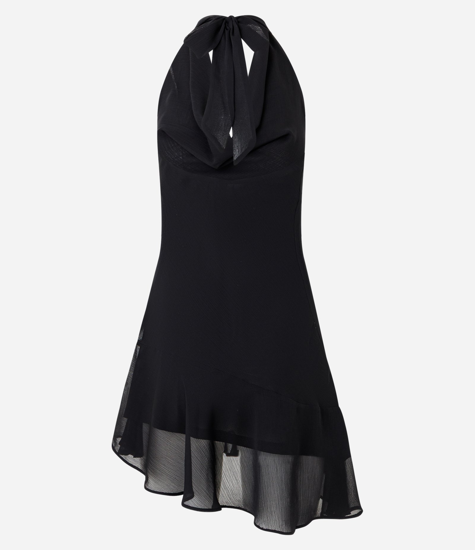 Vestido Curto com Decote Degagê e Babadinhos na Barra Preto 8