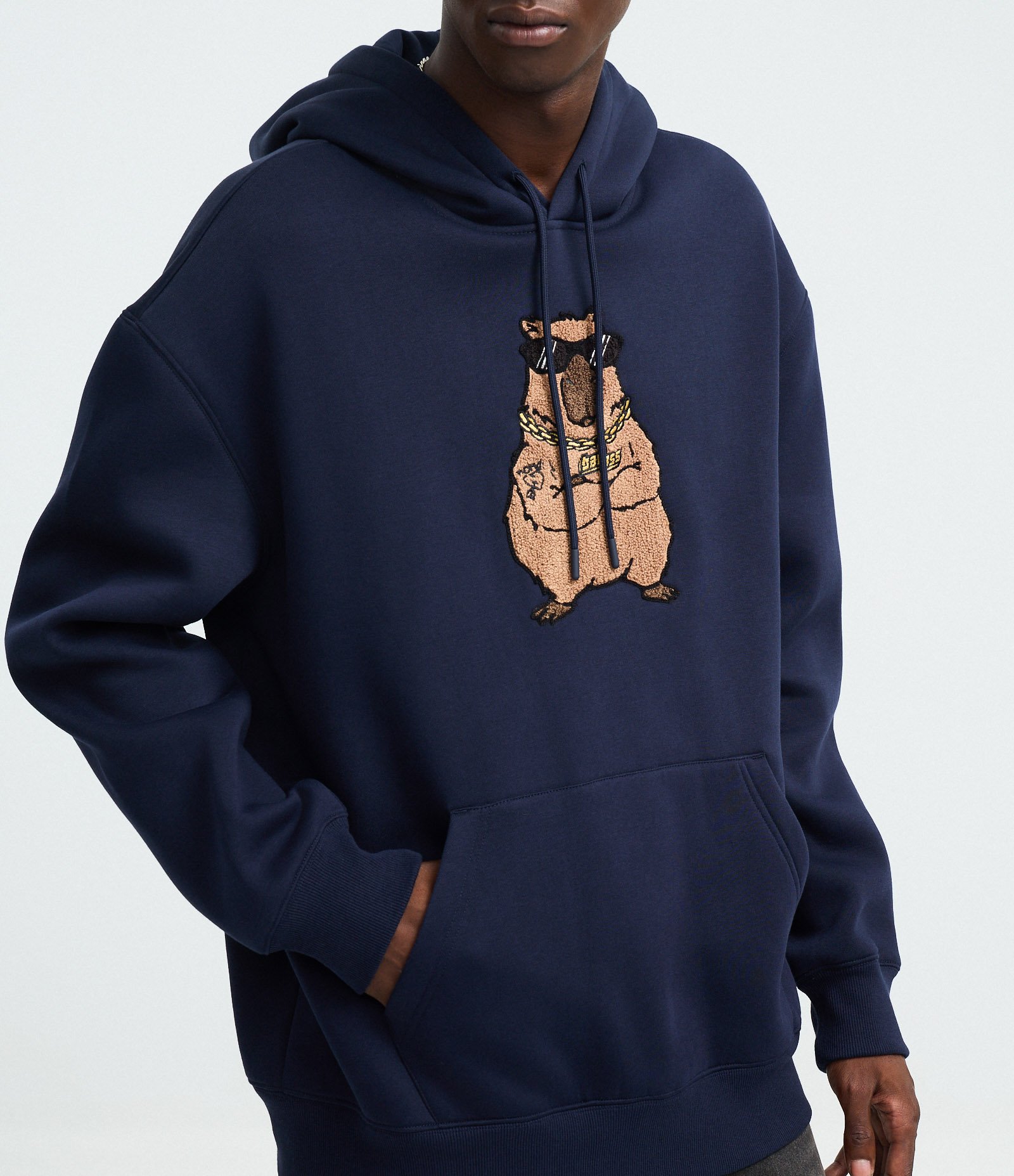 Moletom com Capuz e Estampa de Capivara Bad Ass Azul 3