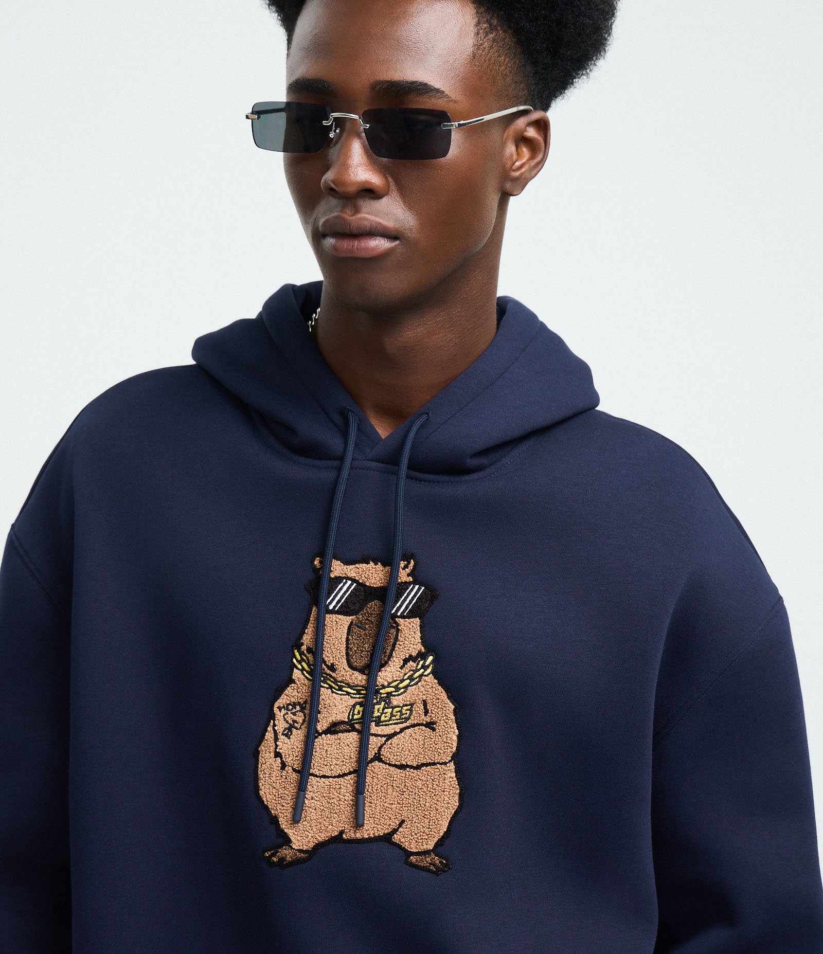 Moletom com Capuz e Estampa de Capivara Bad Ass Azul 5