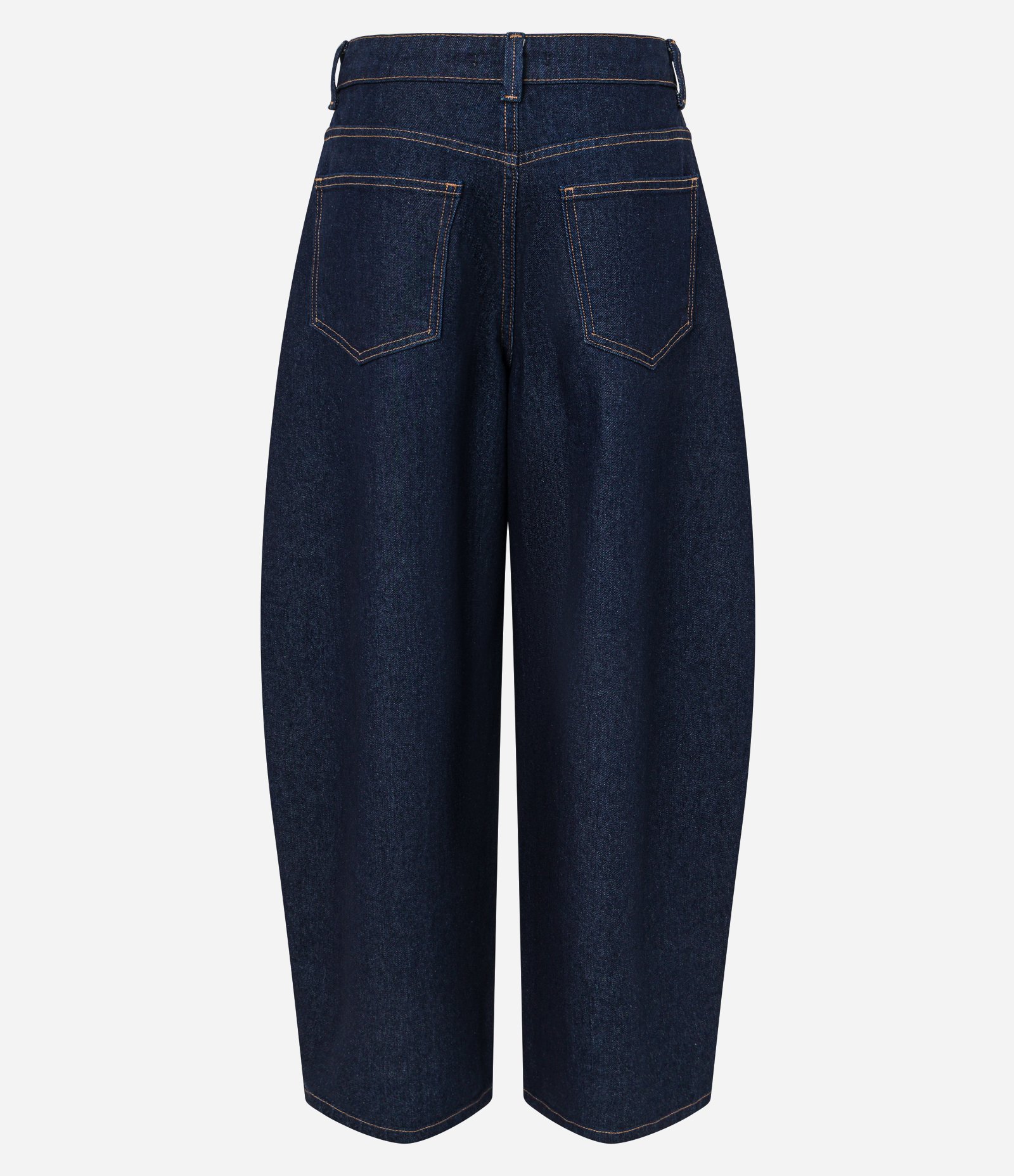 Calça Barrel Maxi Oversized Alfaiatada Cintura Baixa em Jeans com Pesponto Contrastante Escuro 12