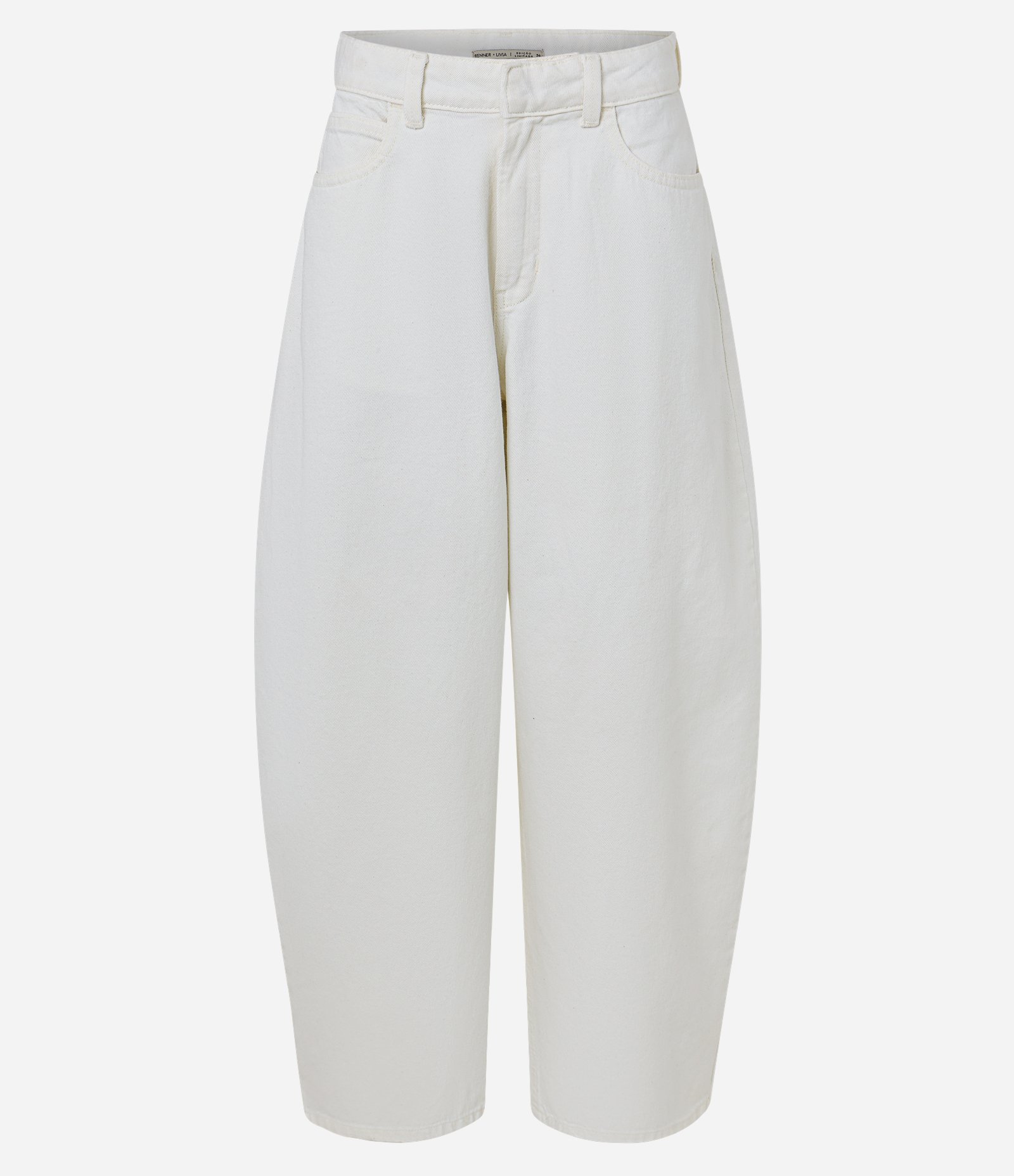 Calça Barrel Maxi Oversized Alfaiatada em Sarja com Cintura Baixa Off White 8