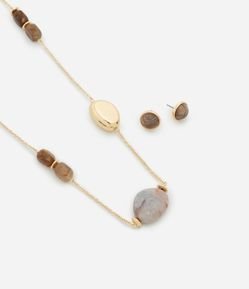 Conjunto de Maxi Colar Assimétrico e Brincos Botão