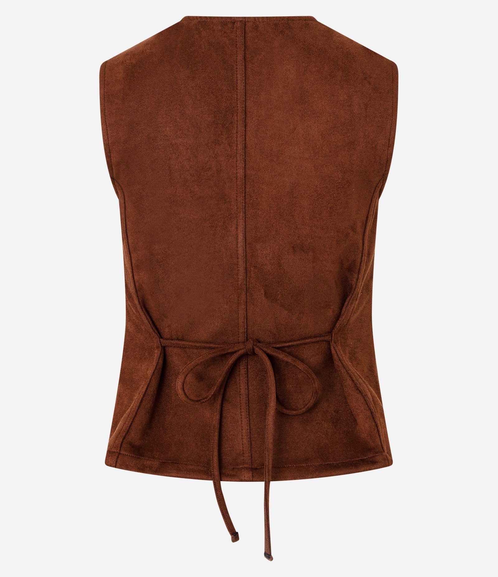 Colete Estruturado em Suede com Amarração nas Costas Marrom 7