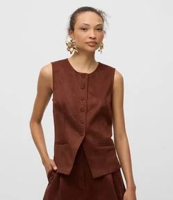 Colete Estruturado em Suede com Amarração nas Costas