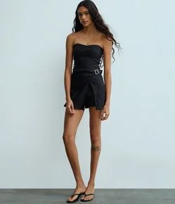 Blusa Corset Regular em Bengaline com Frisos