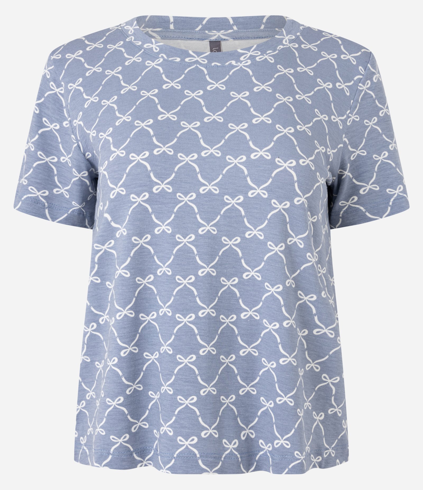 Blusa de Pijama em Viscose com Estampa de Lacinhos Azul 4
