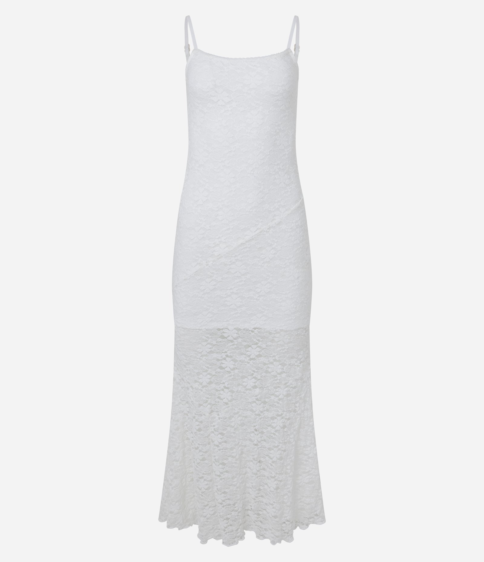 Vestido New Midi em Renda com Alça Fina Branco 1