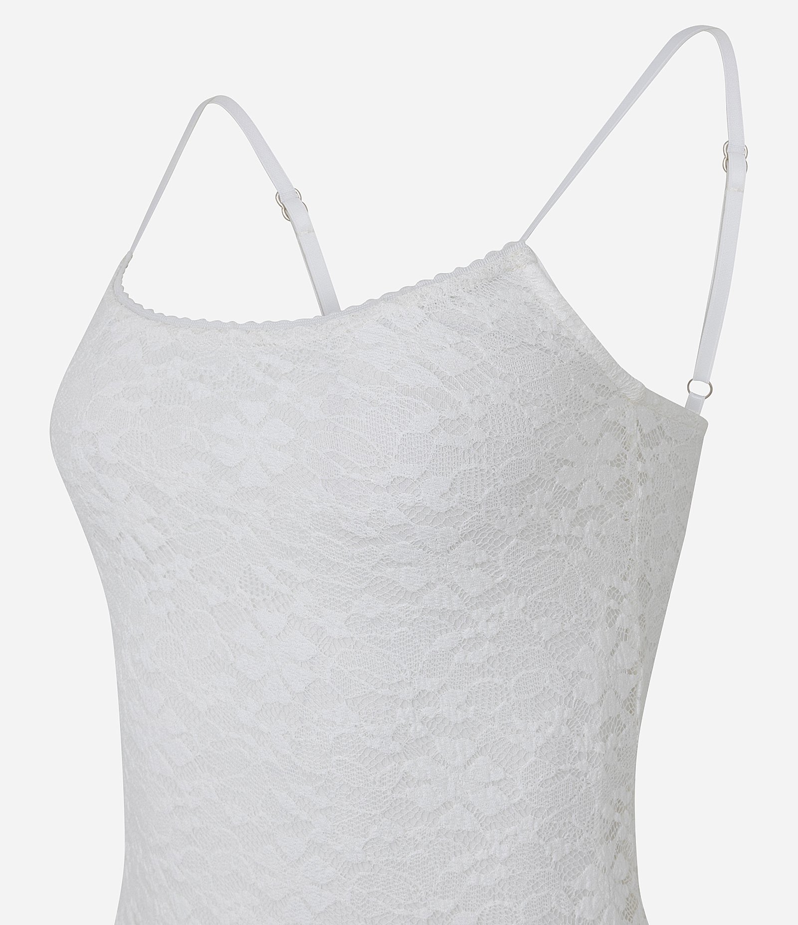 Vestido New Midi em Renda com Alça Fina Branco 2