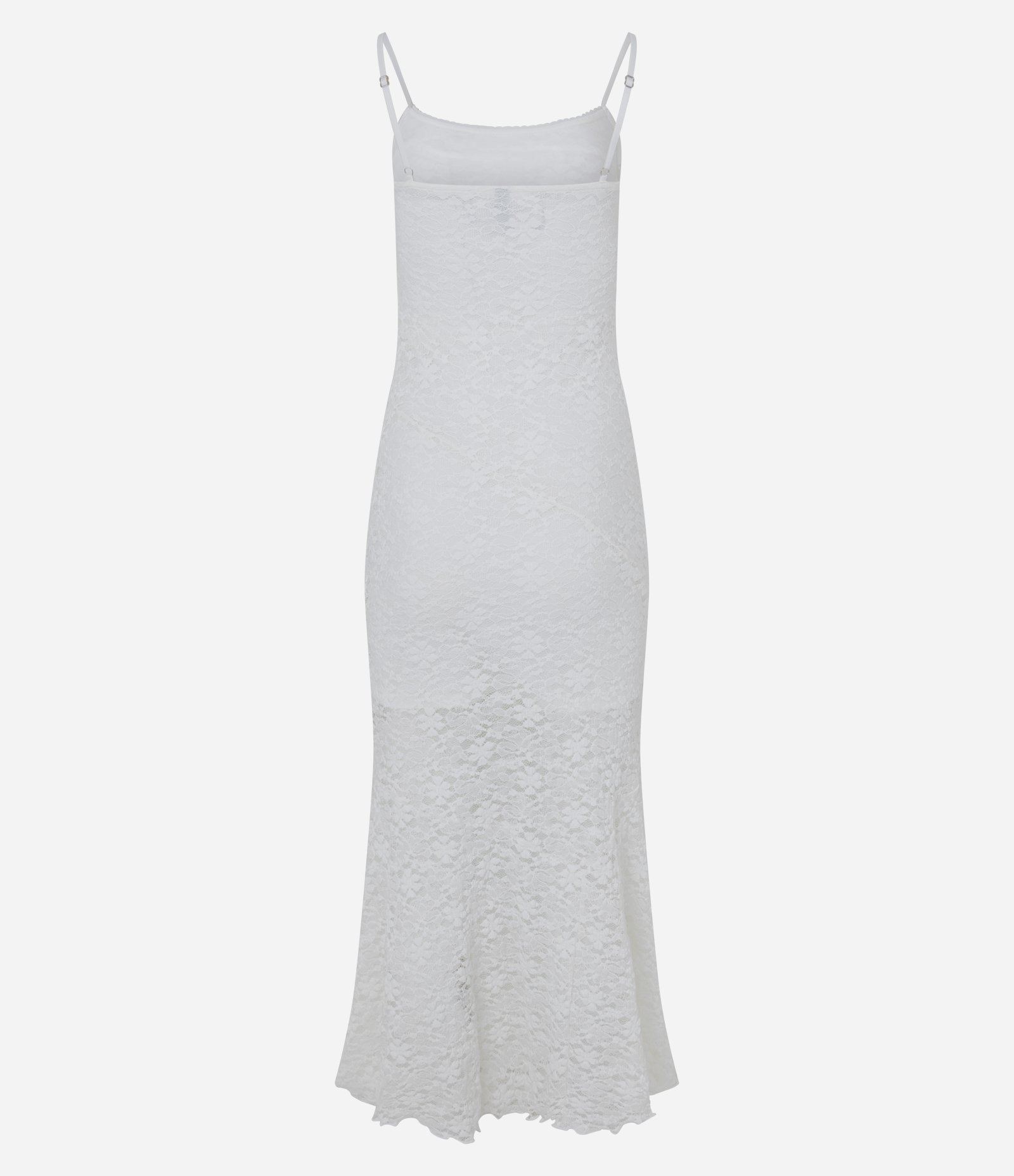Vestido New Midi em Renda com Alça Fina Branco 3