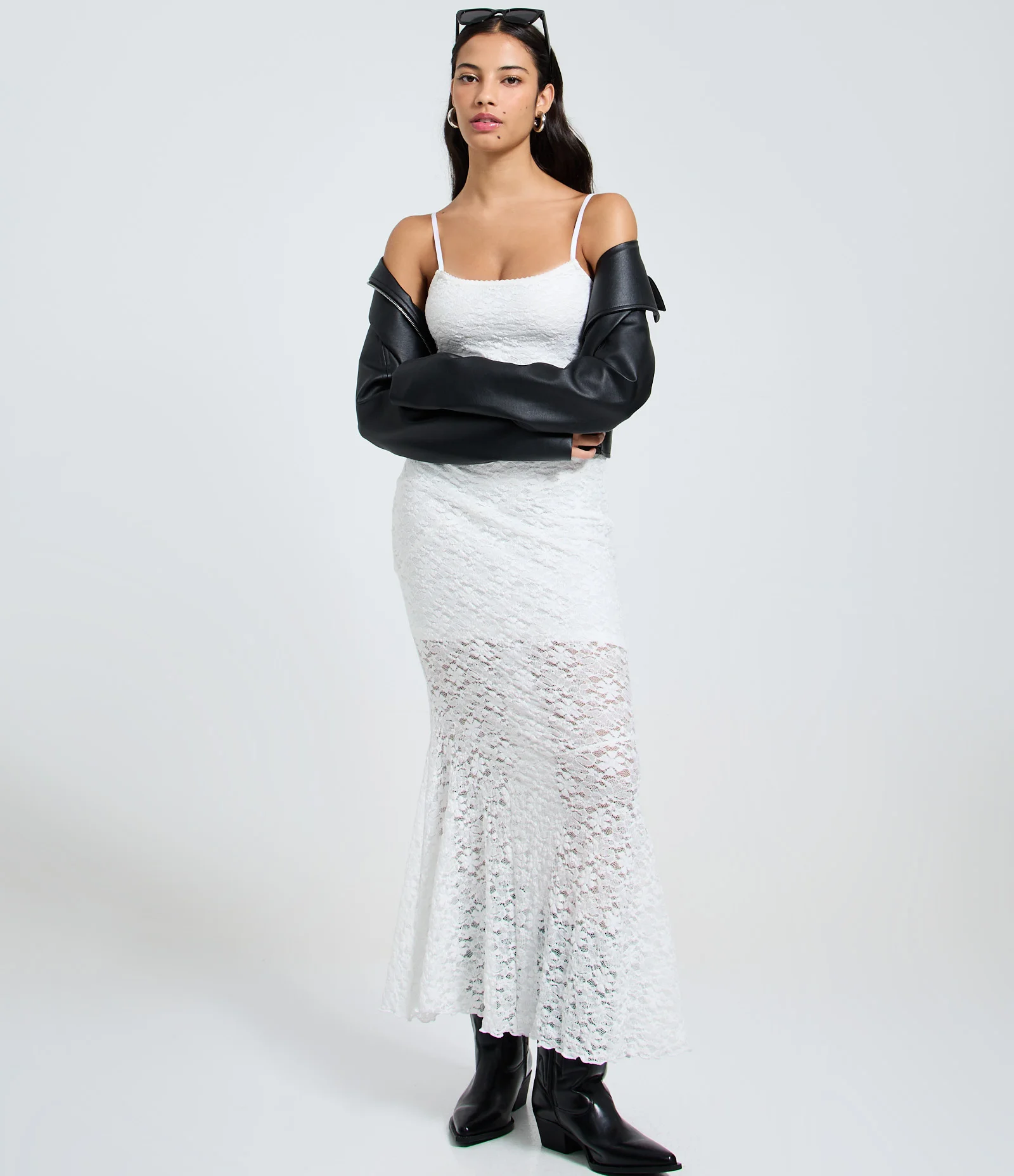 Vestido New Midi em Renda com Alça Fina Branco 2