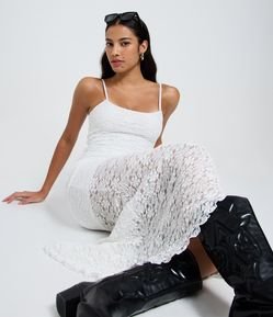 Vestido New Midi em Renda com Alça Fina