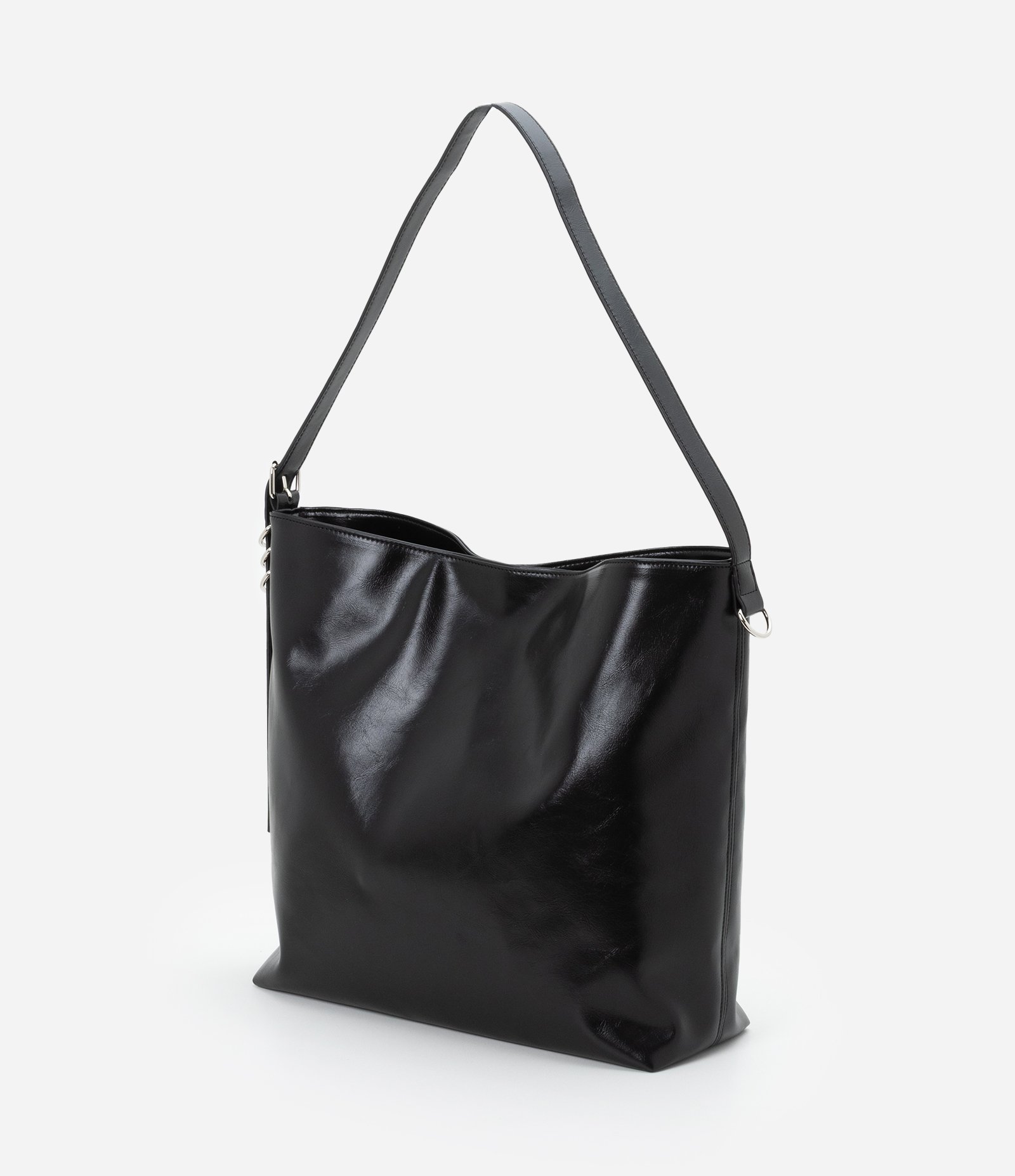 Bolsa Hobo Média com Detalhes de Metal Preto 3