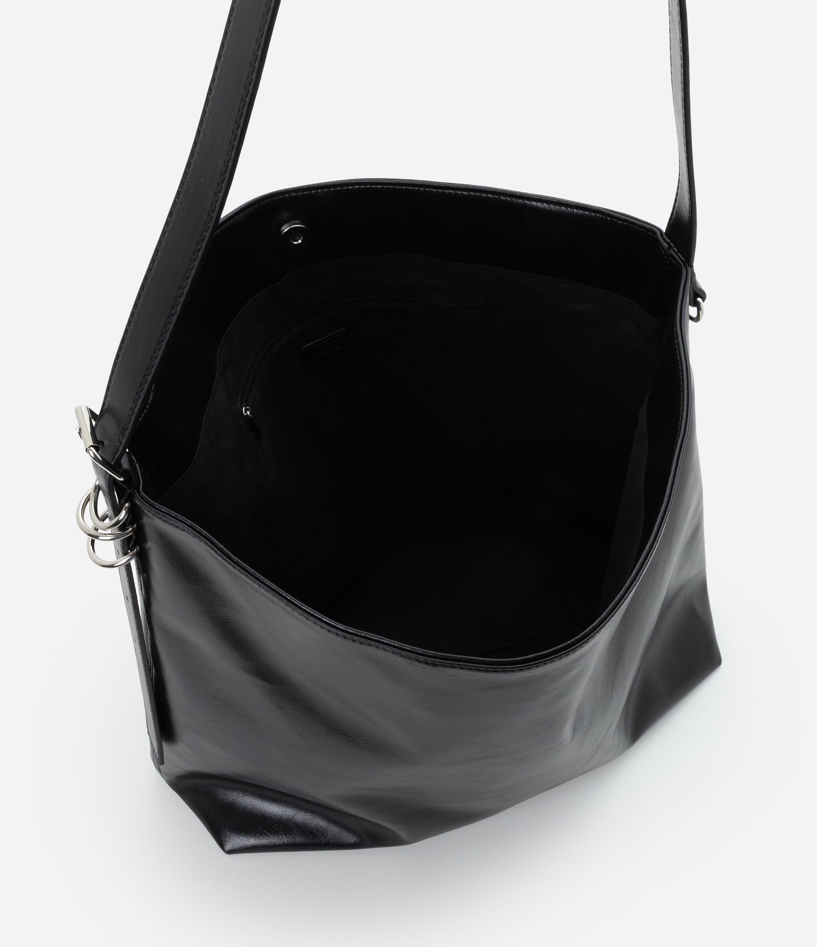 Bolsa Hobo Média com Detalhes de Metal Preto 4