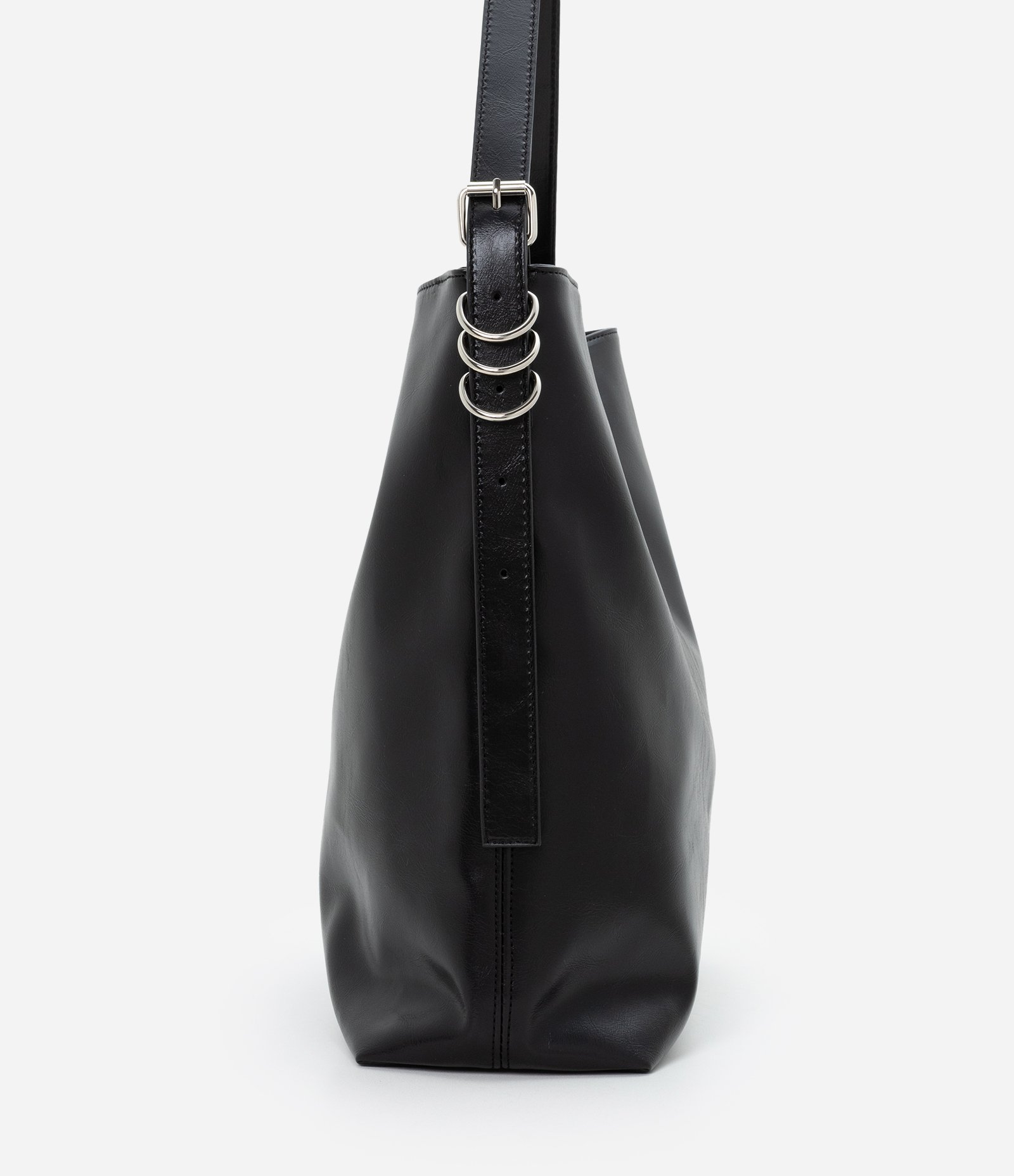 Bolsa Hobo Média com Detalhes de Metal Preto 5