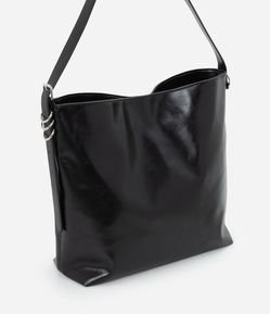 Bolsa Hobo Média com Detalhes de Metal