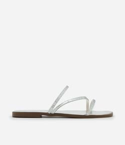 Sandália Rasteira com Tiras Finas e Espelinhos