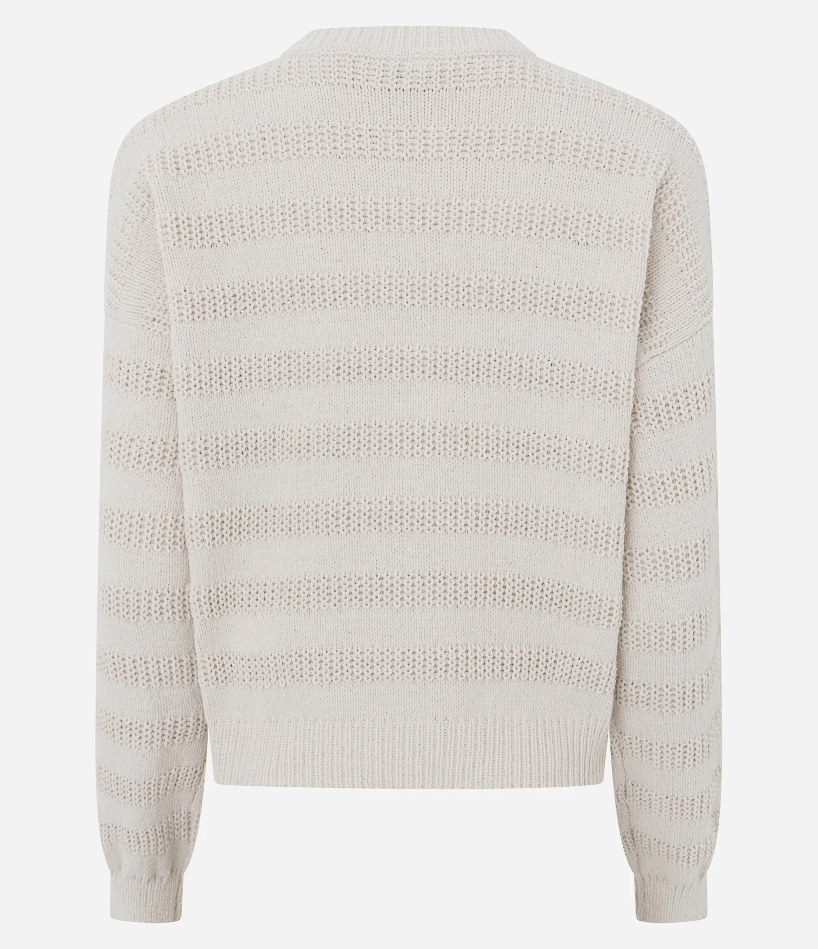 Blusa em Tricô Texturizado com Linhas Horizontais Bege 3