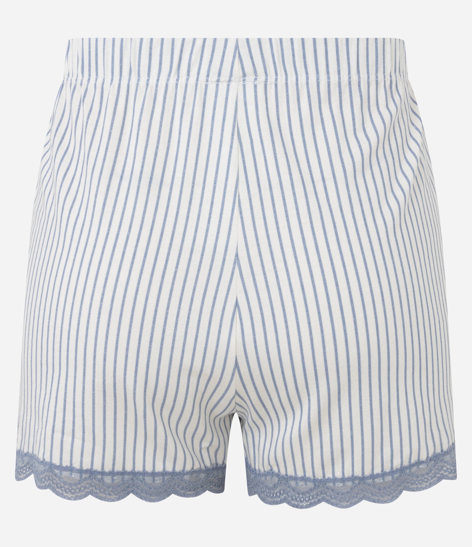 Short de Pijama em Viscose Listrada com Rendinha e Botões Azul/Branco 6