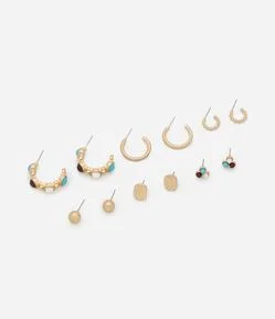 Kit 06 Brincos em Metal com Formatos Diversos