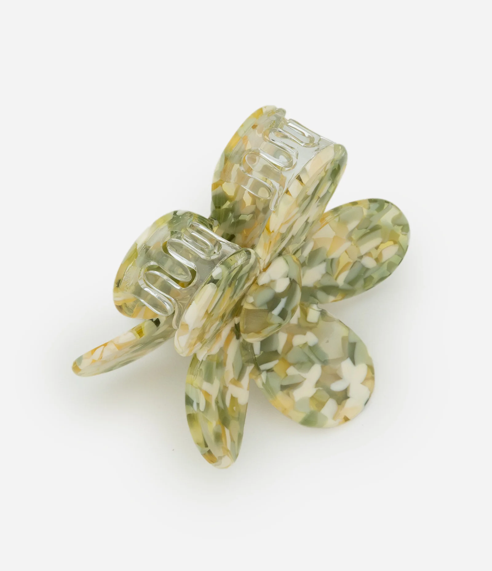 Piranha de Cabelo em Plástico com Formato de Flor Verde 2