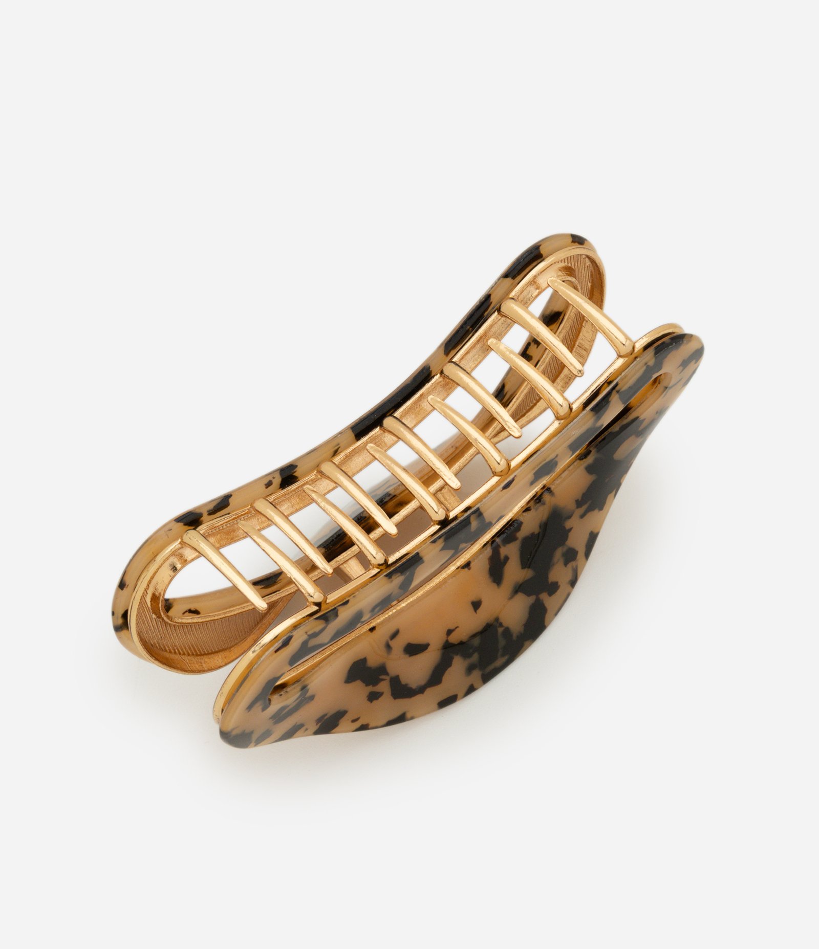 Piranha de Cabelo com Estampa Animal Print Tartaruga Dourado 2