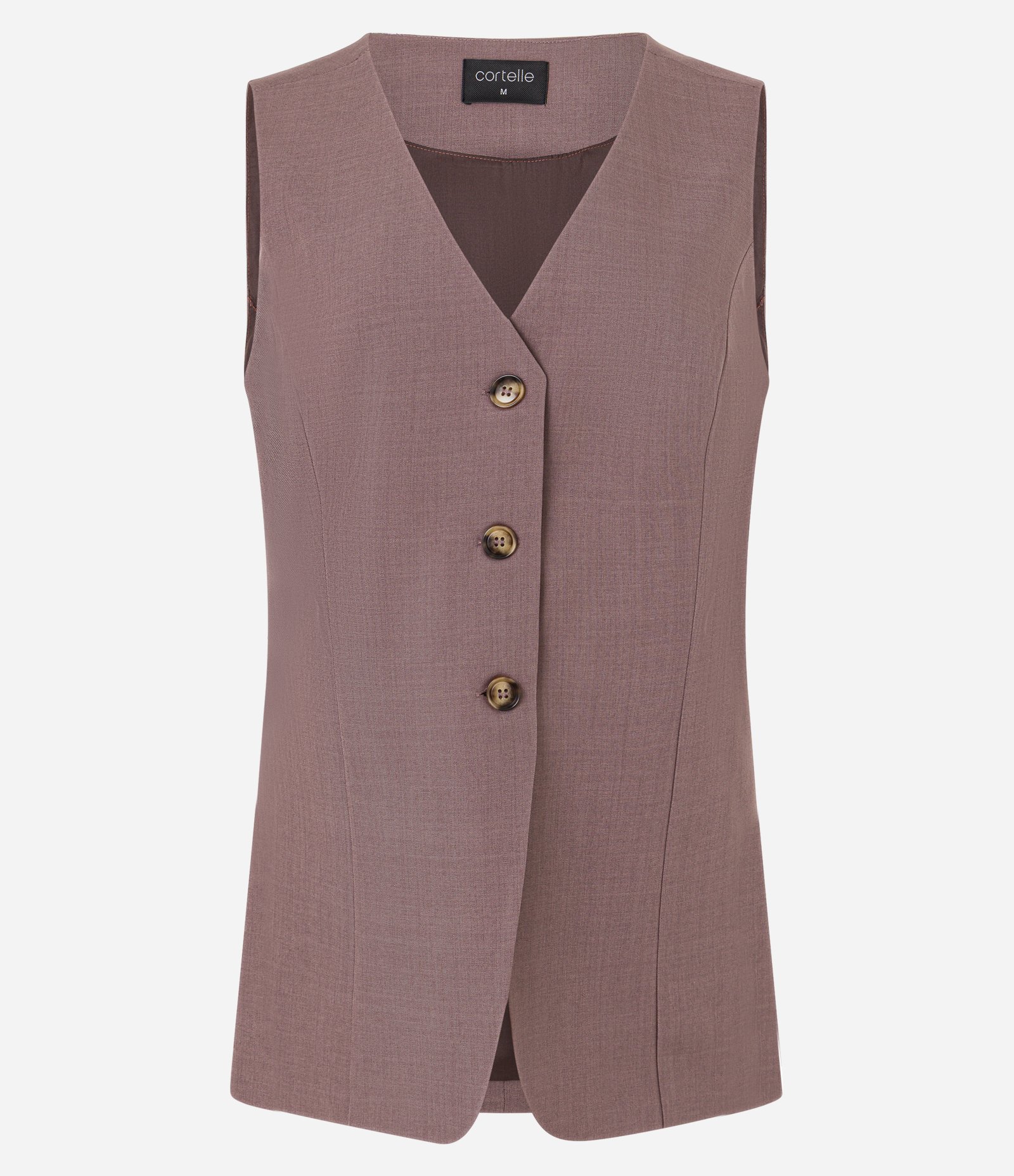 Colete Alongado Alfaiatado com Decote V e Botões Marrom 6