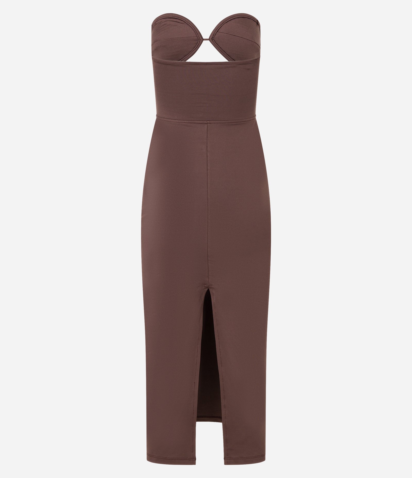 Vestido Midi Tomara que Caia com Busto Pespontado Marrom 7