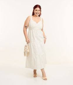 Vestido Midi em Sarja com Estampa Poá Curve & Plus Size