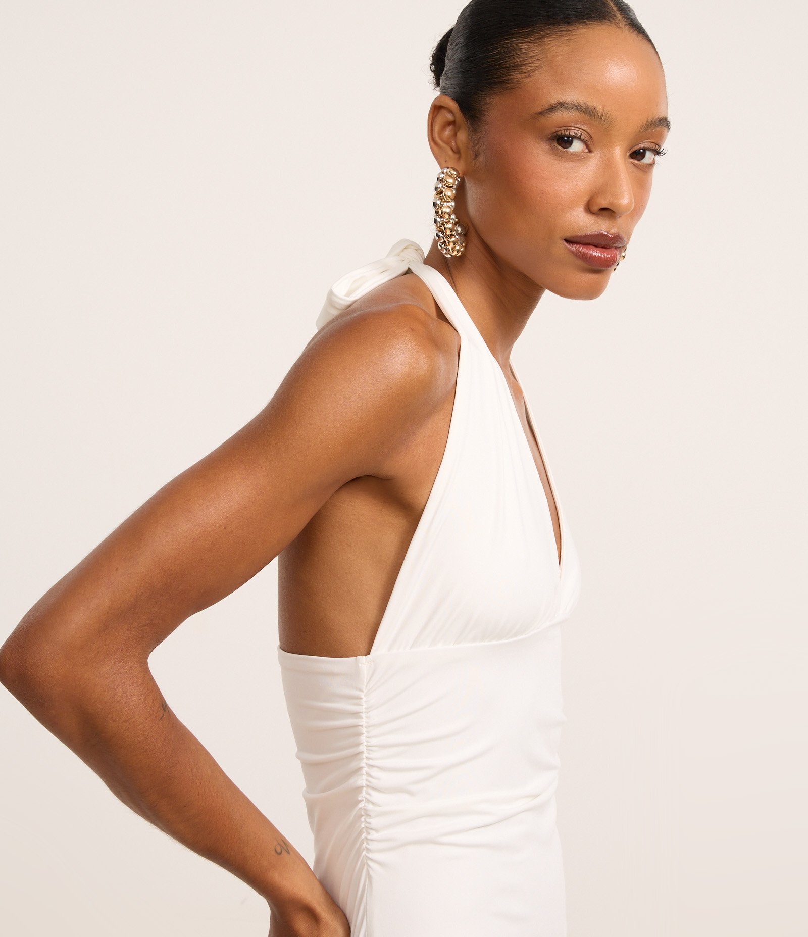 Vestido Frente Única com Amarração Branco 3