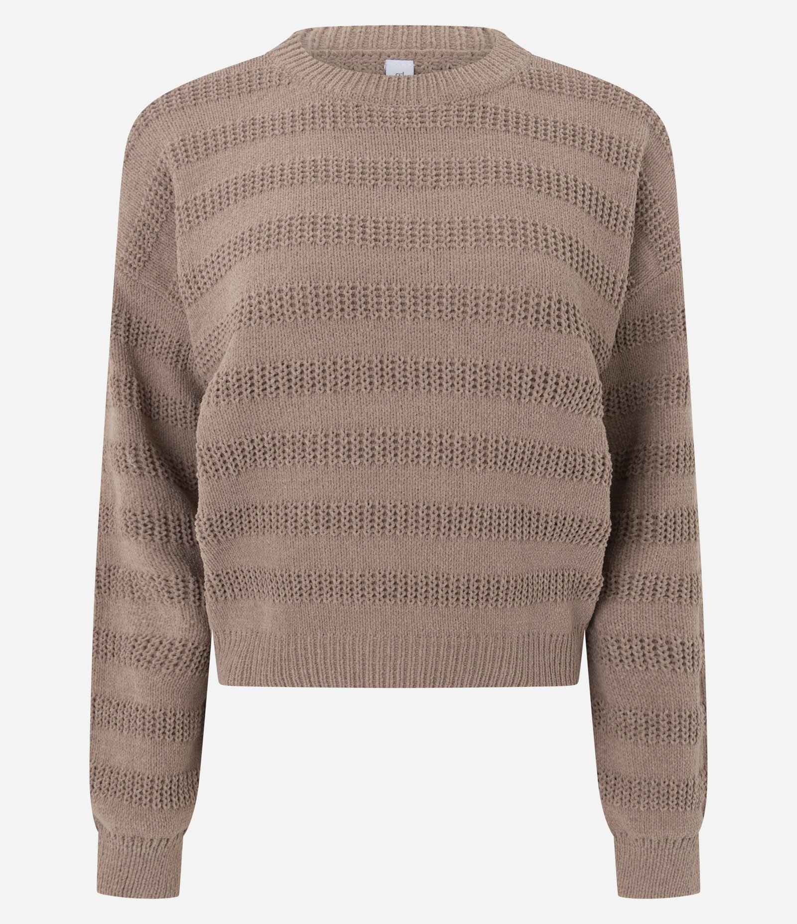 Blusa em Tricô Texturizado com Linhas Horizontais Marrom 1