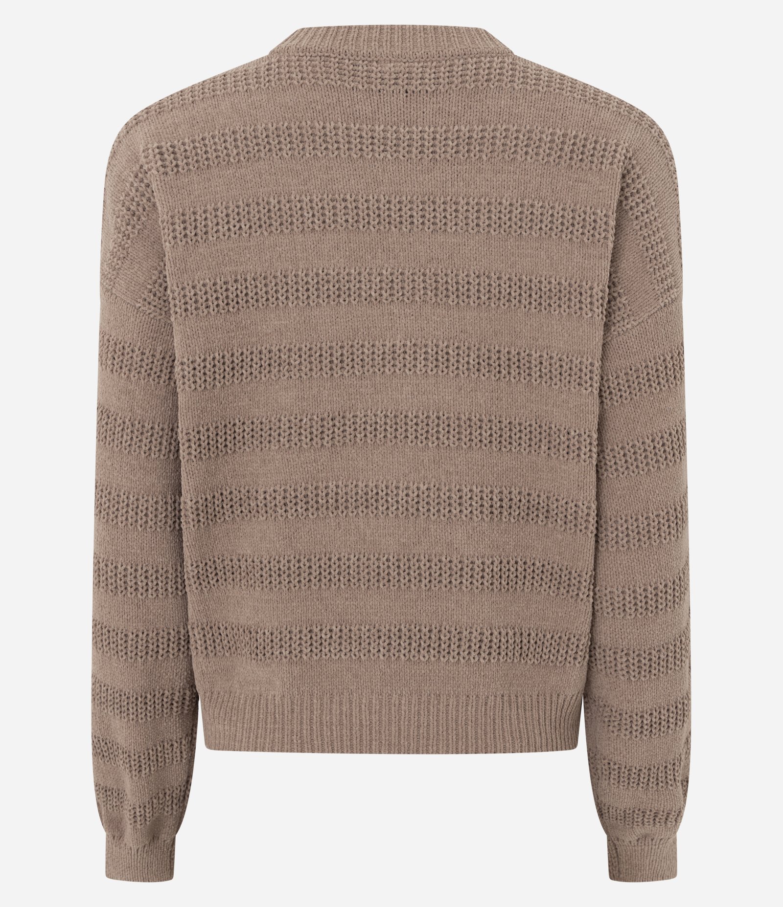 Blusa em Tricô Texturizado com Linhas Horizontais Marrom 3