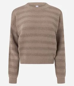 Blusa em Tricô Texturizado com Linhas Horizontais