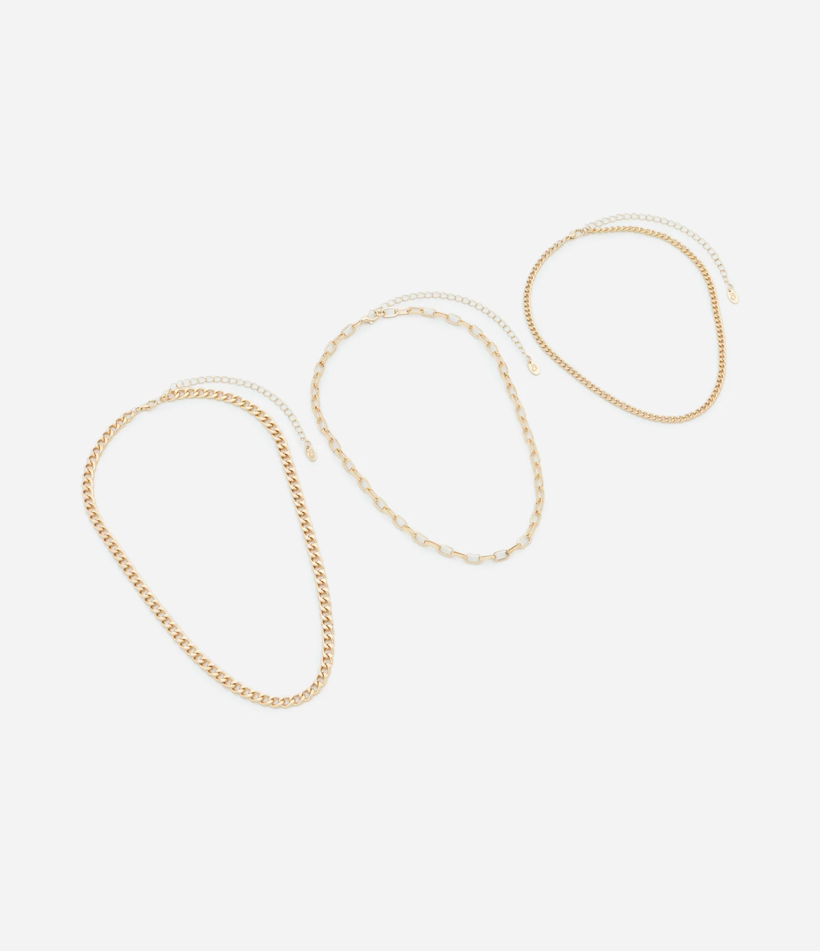 Colar 03 Camadas com Correntes de Elos Diferentes Dourado 2