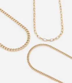 Colar 03 Camadas com Correntes de Elos Diferentes