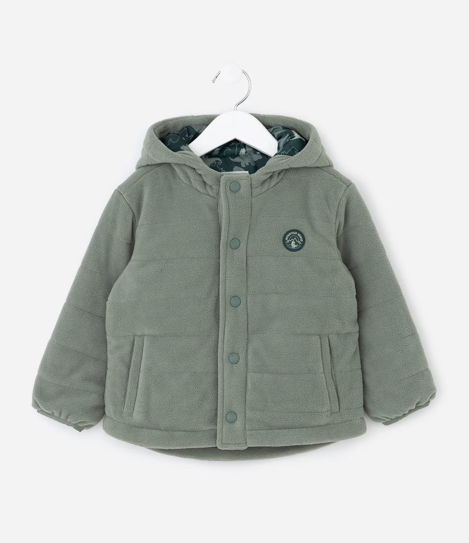 Jaqueta Infantil com Gominhos e Capuz Verde Militar 1