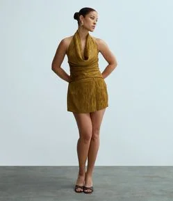 Short Saia em Jacquard com Estampa Animal Print