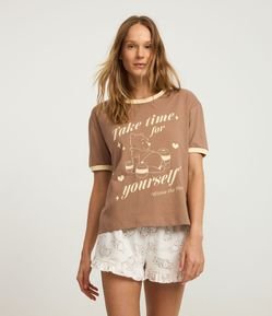 Pijama Short Doll Em Algodão Com Estampa Ursinho Pooh