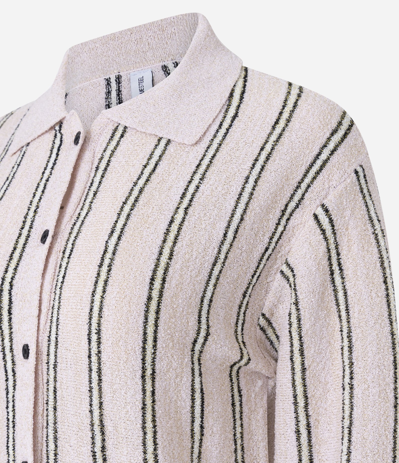 Cardigan em Tricô com Gola Polo e Bolsos Frontais Rosa Claro 5